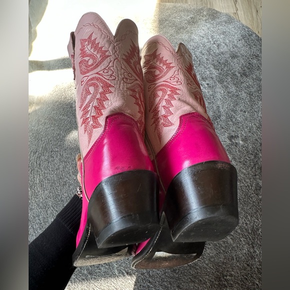 Lucchese 1883 Pink/ light pink ostrich Heeled Boots 7.5 - Picture 11 of 14